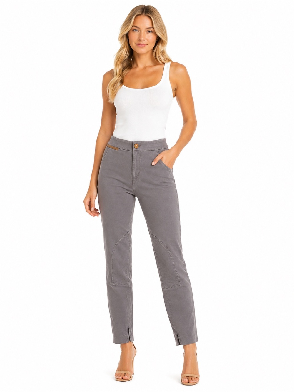 Ralph Lauren Size 6 Equestrian Riding High Waist Straight Leg‎ Pants in Gray